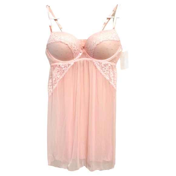 Scalloped Lace Babydoll & Thong 2-piece Set In Pink -Medium - Picture 3 of 9